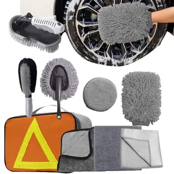 Четки за части Комплект за полиране на автомобили, Инструменти за почистване на автомобили Набор от четки за почистване на интериор и екстериор