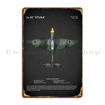 Юнкерс Ju 87 Stuka Метална табела стенни декоративни плочи Герой за хола Създаване на тенекиен означения плакат