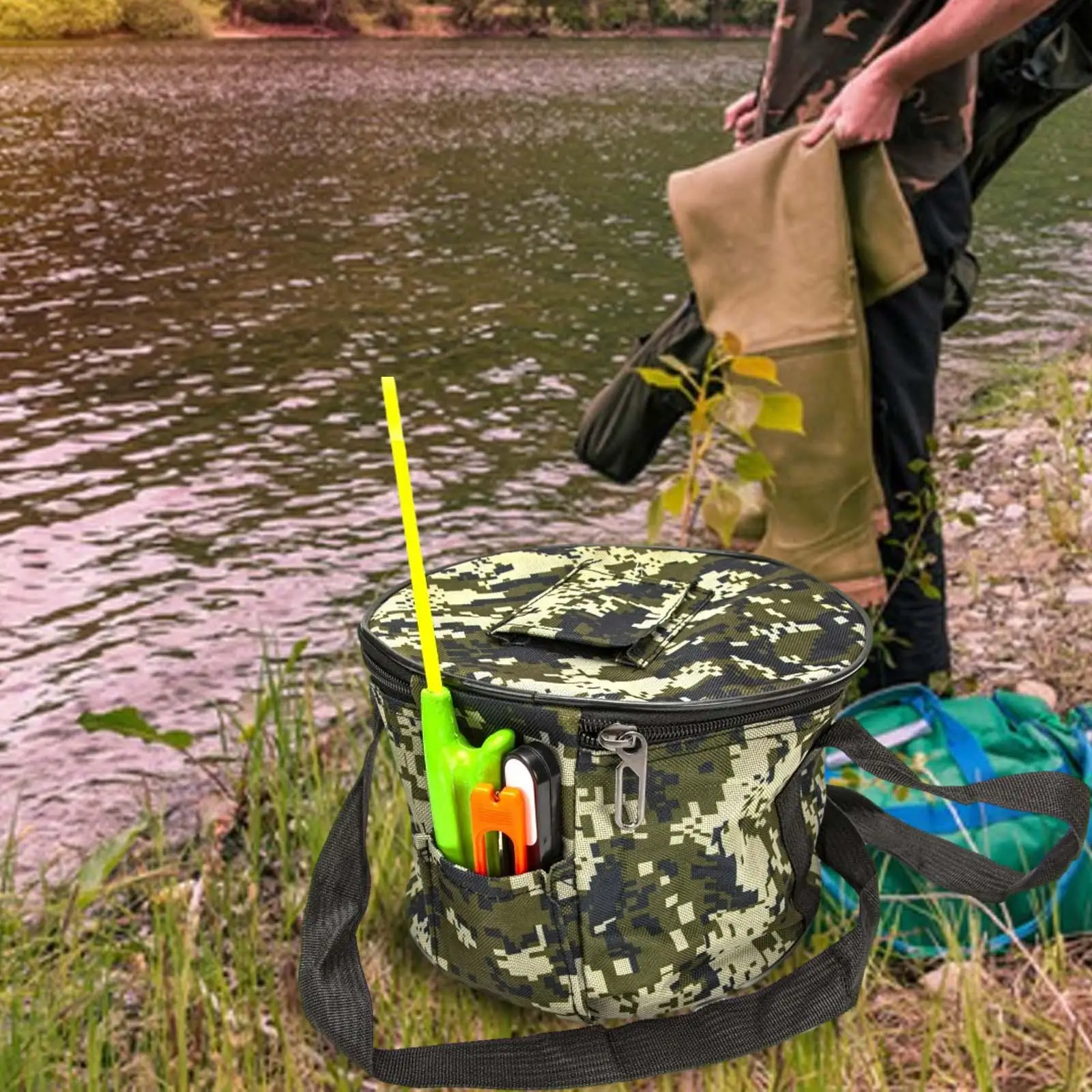 Чанта за риболовни принадлежности за зимата, градинска чанта, чанта за носене, водоустойчива чанта за съхранение на риболовни принадлежности от плат Оксфорд